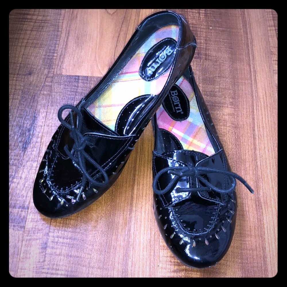 Born Black Patent Leather Retro Loafers